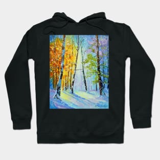 Morning snowfall in the forest Hoodie